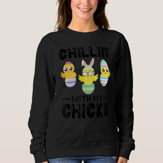Sweatshirt Chillin' Avec Mes Épouses Jour de Pâques (Devant)