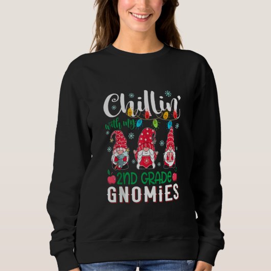 Sweatshirt Chillin Avec Mes Gnomes de 2e année Noël léger (Devant)