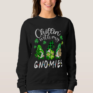 Sweatshirt Chillin Avec Mes Gnomes Leopard St Patrick Day Iri