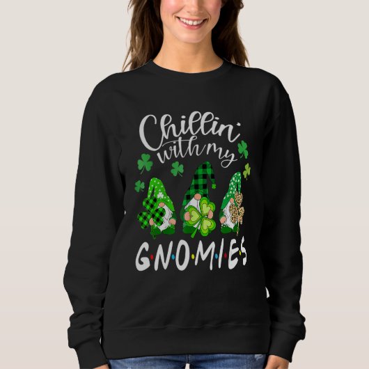 Sweatshirt Chillin Avec Mes Gnomes Leopard St Patrick Day Iri (Devant)