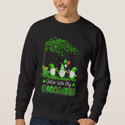 Sweatshirt Chillin Avec Mes Gnomies Jour de la Saint Patrick (Devant)
