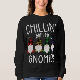 Sweatshirt Chillin Avec Mes Gnomies Plaid Léopard Gnomes
