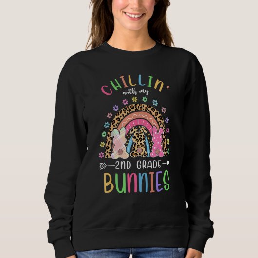 Sweatshirt Chillin avec mes lapins cutest Enseignant de 2e an (Devant)