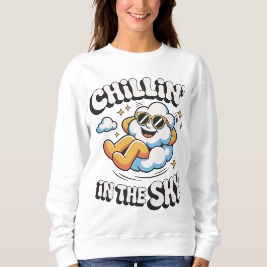 Sweatshirt Chillin' in the Sky Retro Cloud Design pour l'été (Devant)