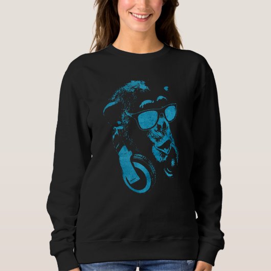 Sweatshirt Chimie De Singe Avec Lunettes De Soleil Et Casque (Devant)