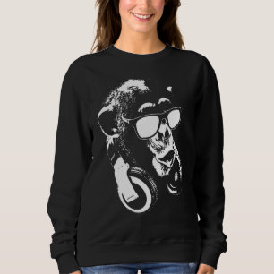 Sweatshirt Chimpanzé avec casque audio et lunettes de soleil