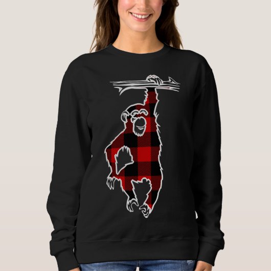Sweatshirt Chimpanzé Rouge Buffalo Plaid Monkey Correspondant (Devant)
