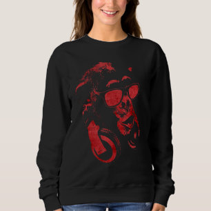 Sweatshirt Chimpanzé singe avec lunettes de soleil et écouteu