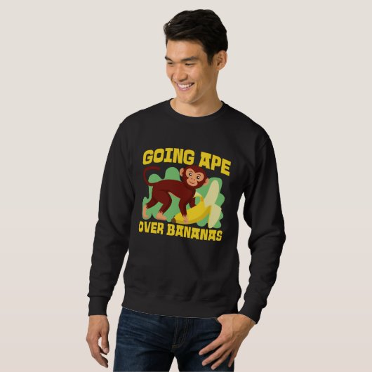 Sweatshirt Chimpanzee Going Ape Over Bananas (Devant entier)