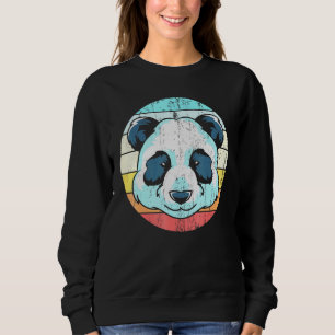 Sweatshirt China Wildlife Zoo Animal Panda Bear Head Retro Fo