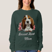 Sweatshirt Chiot Basset Hound avec des fleurs (Devant)
