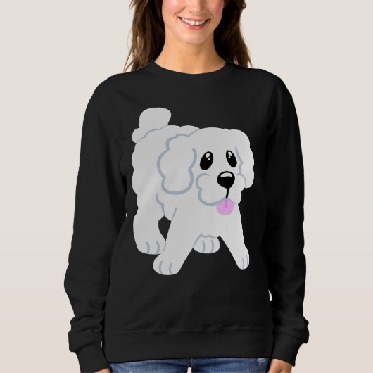 Sweatshirt Chiot blanc simple Bleu (Devant)