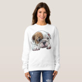 Sweatshirt Chiot Bouledogue Mignon (Devant entier)