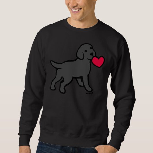 Sweatshirt Chiot Labrador Noir Avec Un Petit Coeur (Devant)