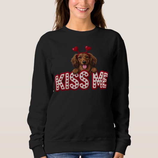 Sweatshirt chiot teckel pour la Saint-Valentin (Devant)