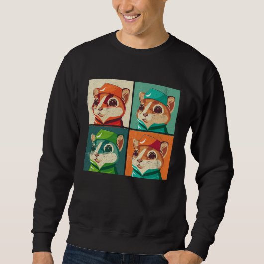 Sweatshirt Chipmunk Pop Illustration Colorful Animal Women 4 (Devant)