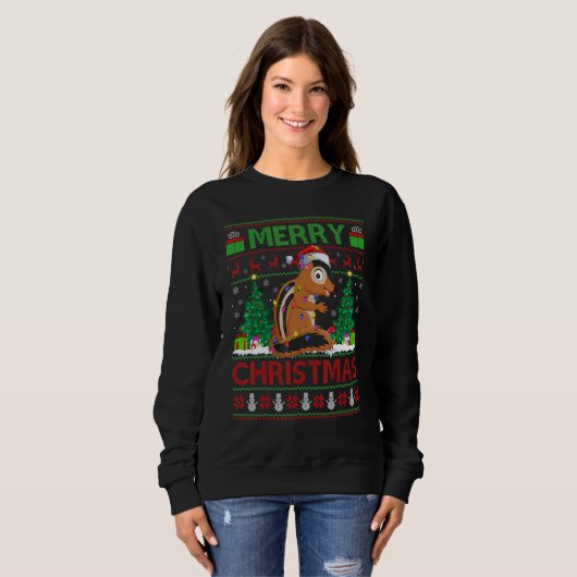 Sweatshirt Chipmunk   Xmas Tree Light Ugly Santa Chipmunk Chr (Devant entier)