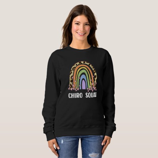 Sweatshirt Chiropractic - Chiro Squad Leopard Rainbow Premium (Devant entier)