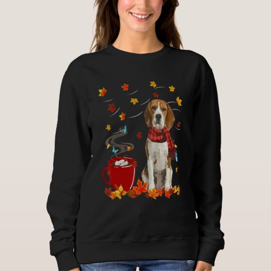 Sweatshirt Chocolat de l'automne de l'Écharpe de chien beagle (Devant)