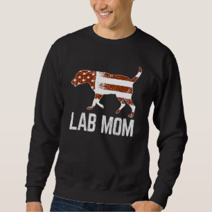 Sweatshirt Chocolat Lab Maman Vintage Patriotique Labrador Am
