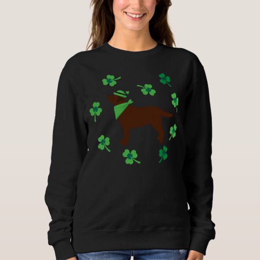 Sweatshirt Chocolat Labrador Casquette St Patrick S Day (Devant)