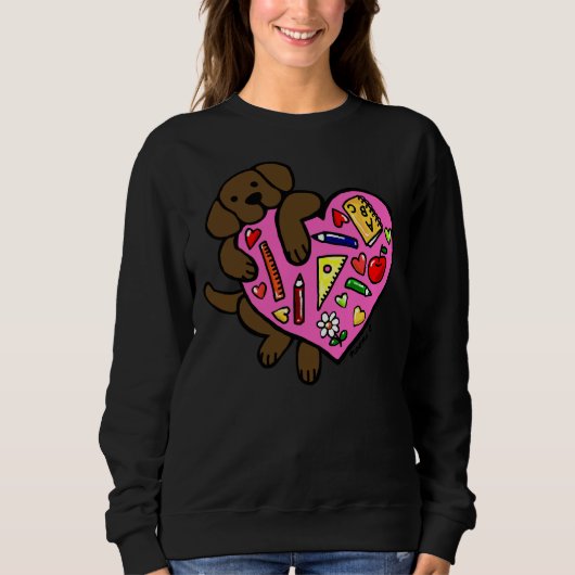 Sweatshirt Chocolat Labrador Enseignant Coeur S (Devant)