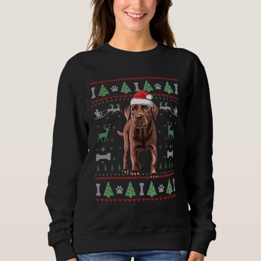 Sweatshirt Chocolat Labrador laide de Noël doux chiot faire (Devant)