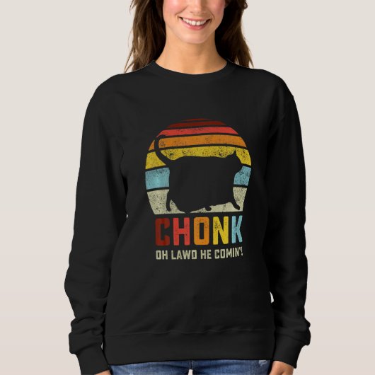 Sweatshirt Chonk Chat Échelle Mème Drôle Retro Style Chat Vin (Devant)