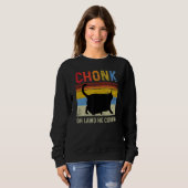 Sweatshirt Chonk Chat Échelle Mème Drôle Retro Style Chat Vin (Devant entier)