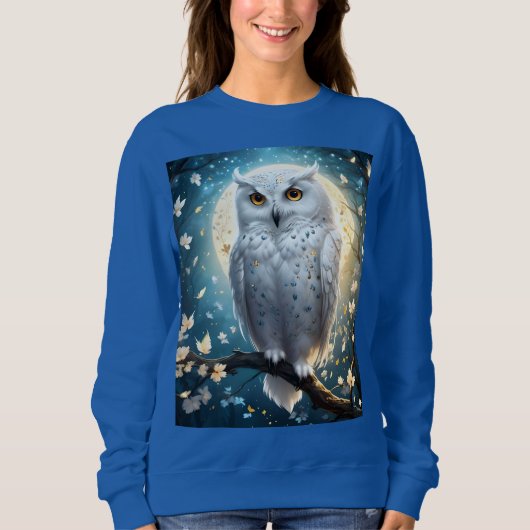 Sweatshirt Chouette À Neige Et Lune Avec Étincelle, (Devant)