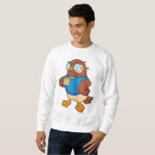 Sweatshirt Chouette avec tasse de café (Devant entier)