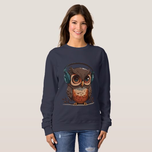 Sweatshirt Chouette confortable avec casque (Devant entier)