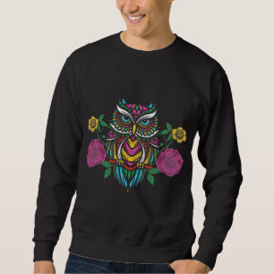 Sweatshirt Chouette de fleurs colorées Graphisme Forêt flor