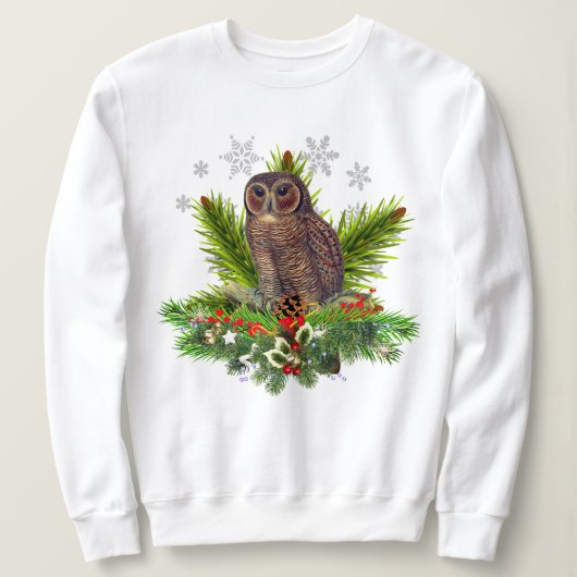 Sweatshirt Chouette de Noël aux flocons de neige (Design devant)