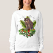 Sweatshirt Chouette de Noël avec flocons de neige  (Devant)