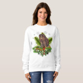 Sweatshirt Chouette de Noël avec flocons de neige  (Devant entier)