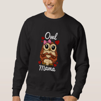 Sweatshirt Chouette Femme Mama Chouette Coeur Doigt Animal Av