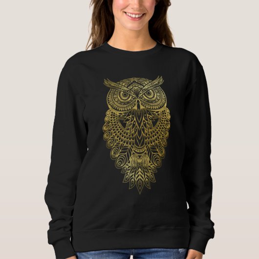 Sweatshirt Chouette géométrique Art Mandala Style Oiseaux Hom (Devant)