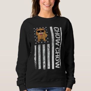 Sweatshirt Chow Chow American USA Drapeau Funky Chow Chow Chi