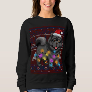 Sweatshirt Chow Chow Chow mignon lumières Noël Doux moche Cho