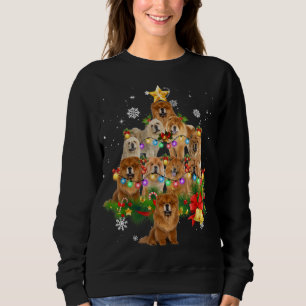 Sweatshirt Chow Chow Noël Chien Feux d'arbre de Noël Famille 