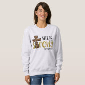 Sweatshirt Chrétienne, elle est forte Bible et proverbes 31:2 (Devant entier)