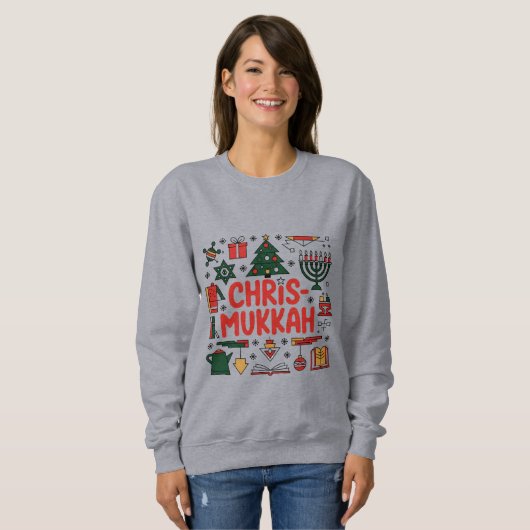 Sweatshirt Chrismukkah Hanoukka Noël Juif Religieux (Devant entier)