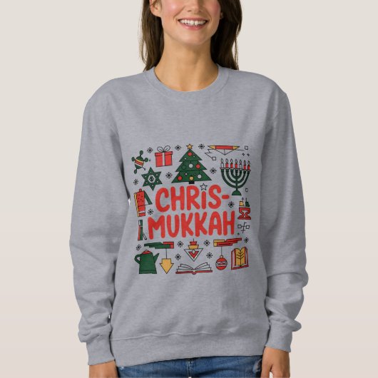 Sweatshirt Chrismukkah Hanoukka Noël Juif Religieux (Devant)