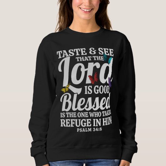 Sweatshirt Christian Bible Verse Psalm 348 Butterfly (Devant)