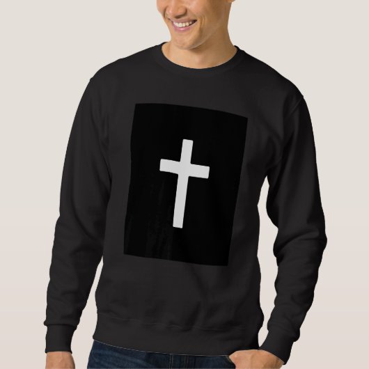 Sweatshirt Christian Cross Crucifix Black Background Jesus Bi (Devant)