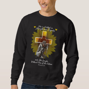 Sweatshirt Christian For Women Cross Bible Verse Tournesol