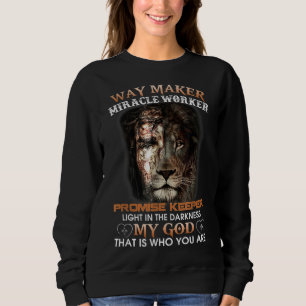 Sweatshirt Christian Jésus Lion Chemin Maker Miracle Worker P