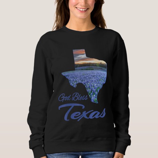 Sweatshirt Christian, Texas Bluebonnet State Pride, God Bless (Devant)