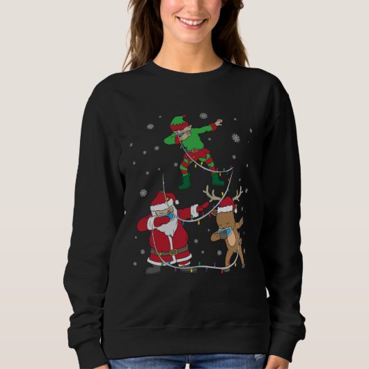 Sweatshirt Christmas 2020 Dabbing Santa Elf Reindeer Face Mas (Devant)
